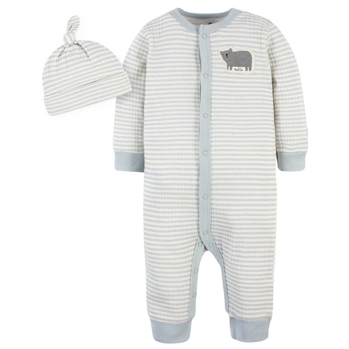 2-Piece Baby Boys Bear Coverall & Hat Set