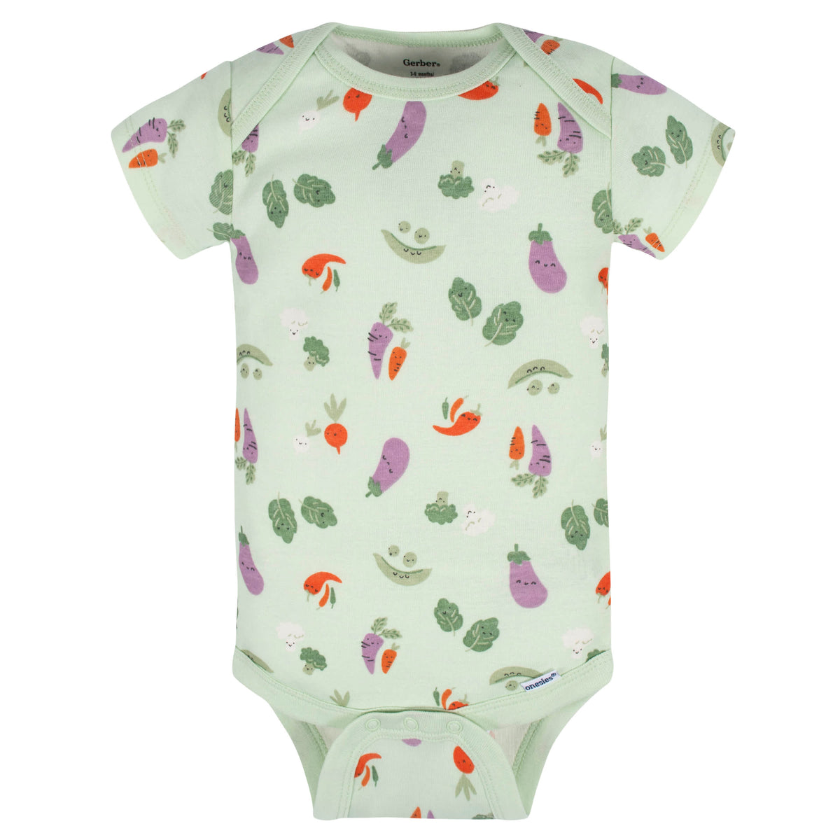 5-Pack Baby Neutral Happy Veggies Onesies Bodysuits, view 9