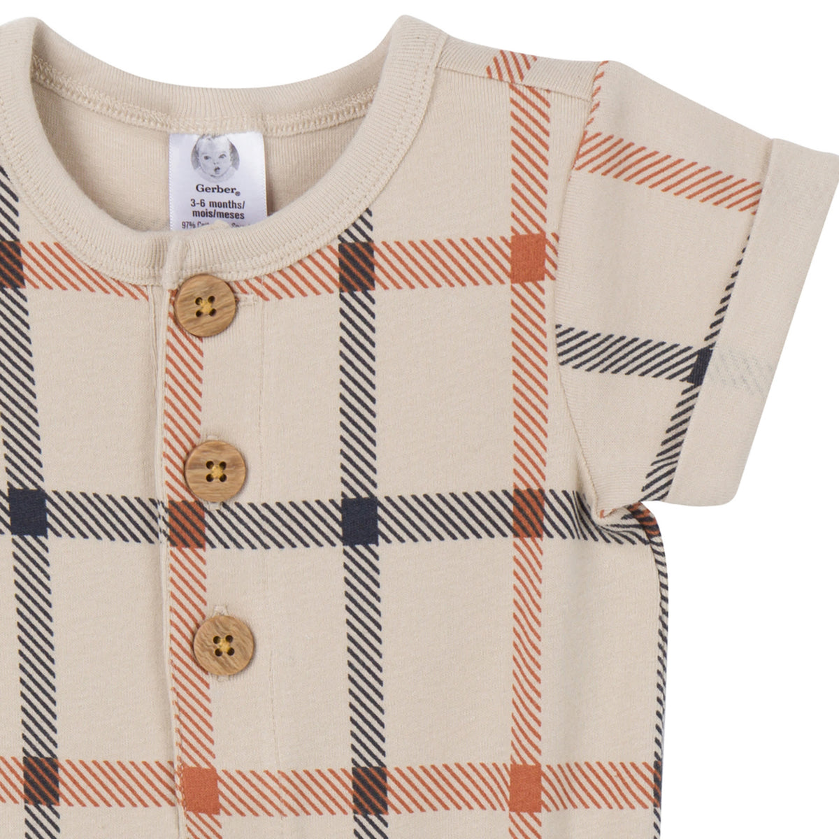 2-Pack Baby Boys Plaid Romper, view 5