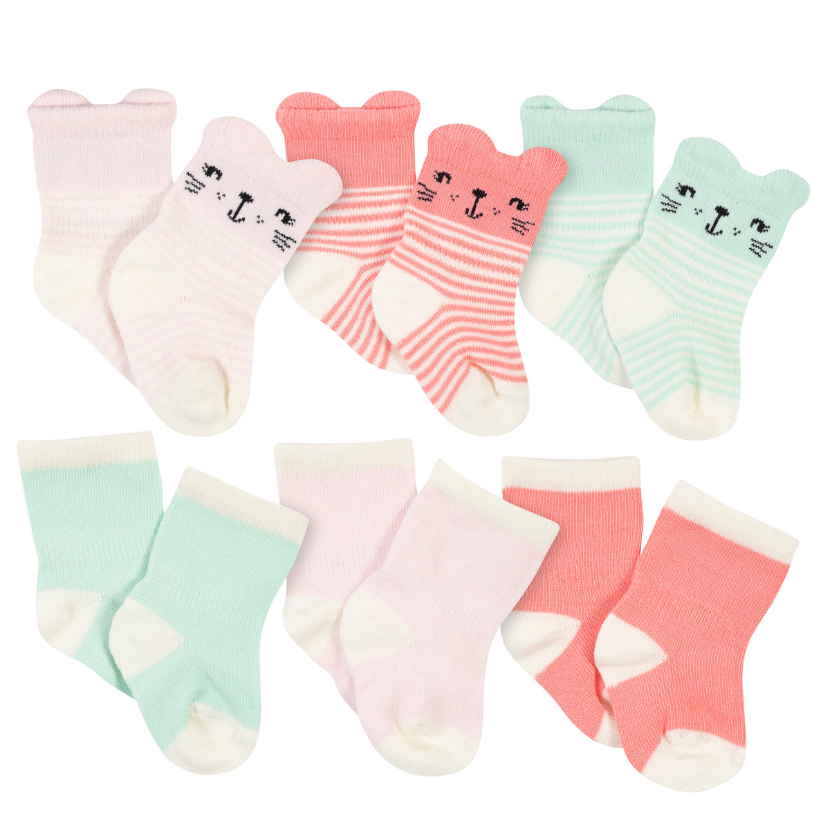 6-Pack Baby Girls Rainbow Wiggleproof Socks