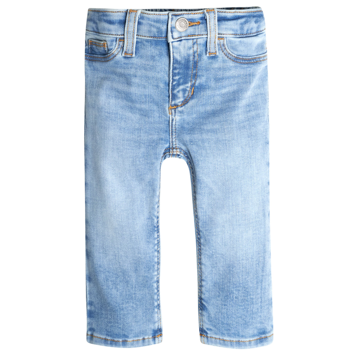 Baby Neutral Light Blue Straight Fit Jeans With Elastic Back, view 2