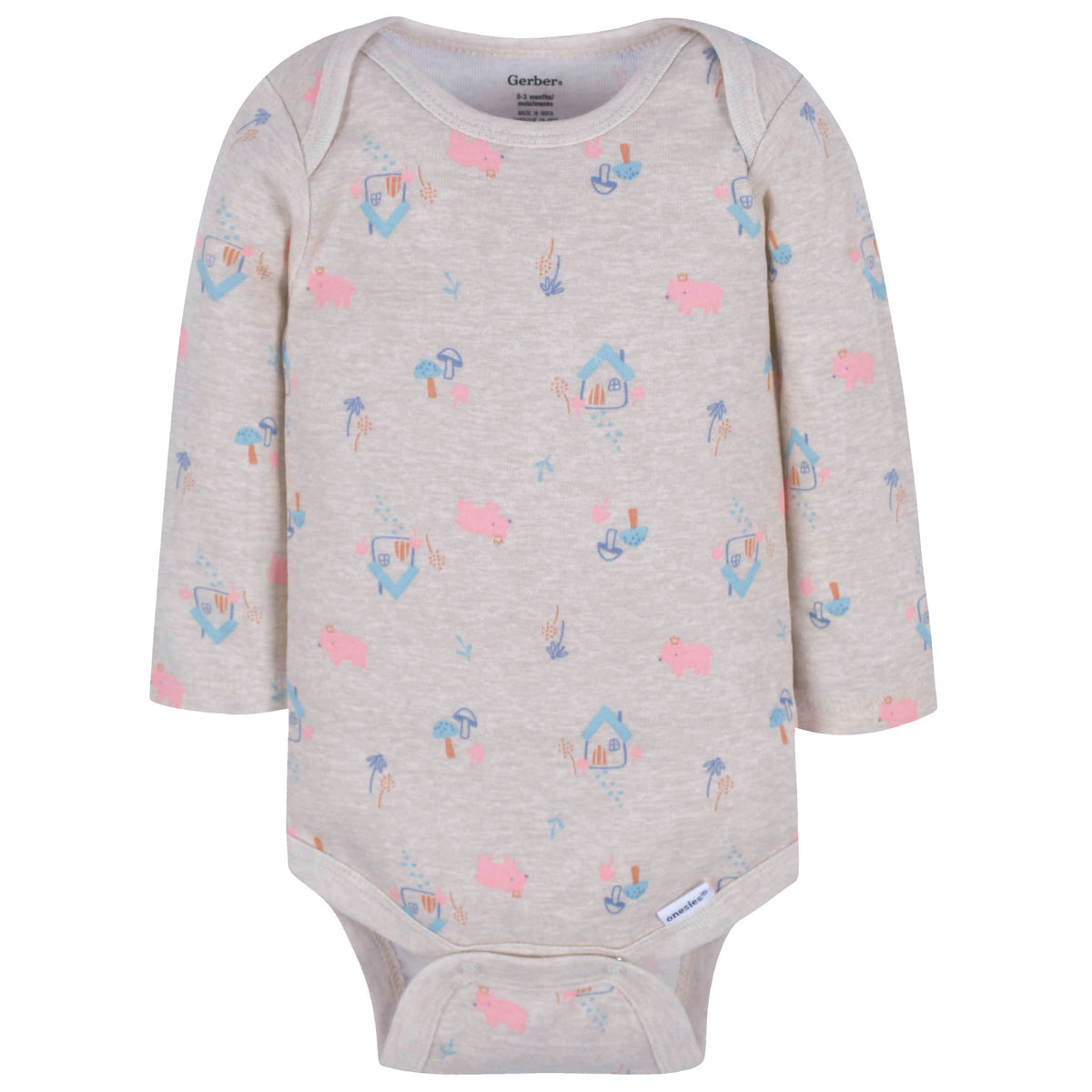 3-Pack Baby Girls Bear Fairy Long Sleeve Onesies Bodysuits, view 6