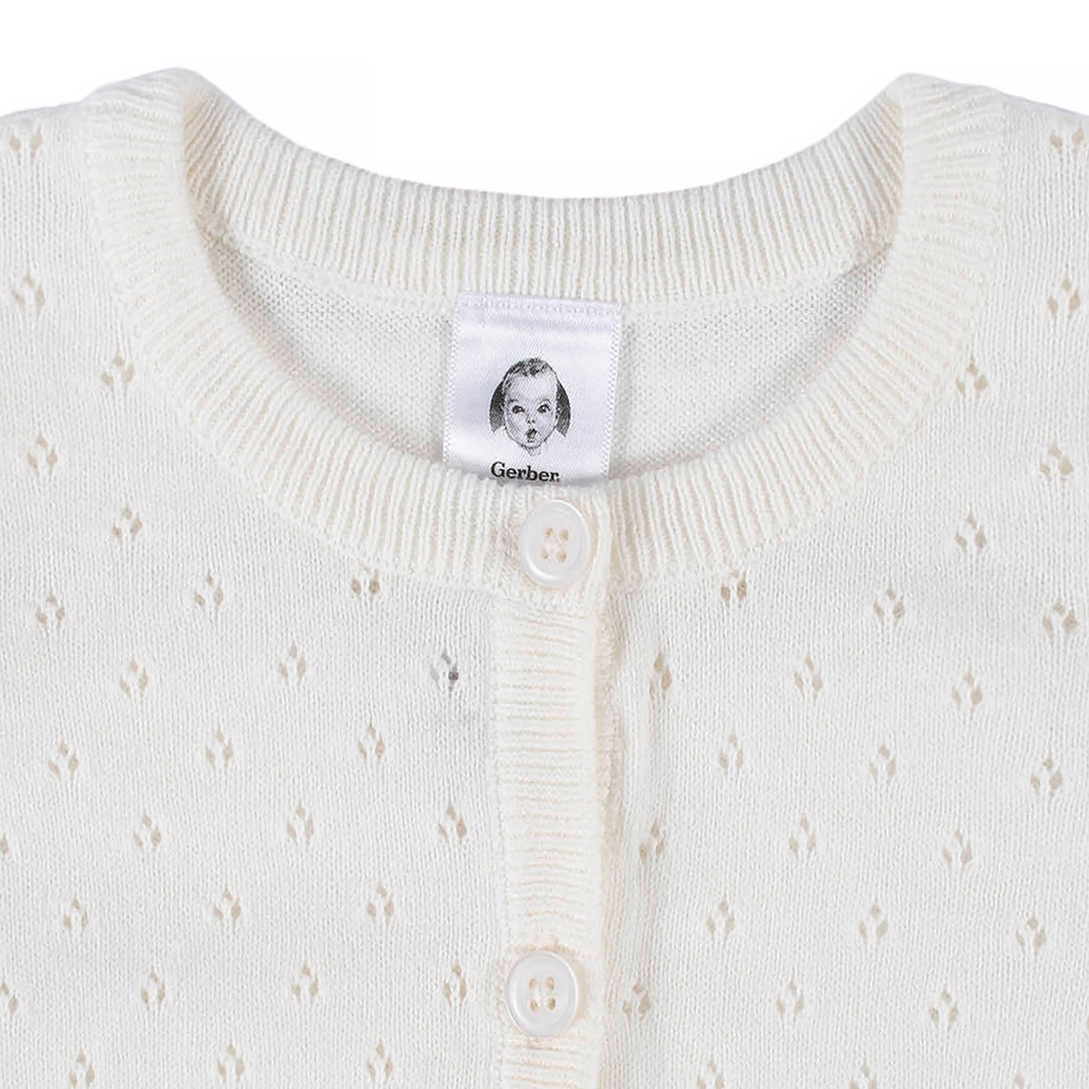 Baby & Toddler Girls White Pointelle Cardigan, view 4