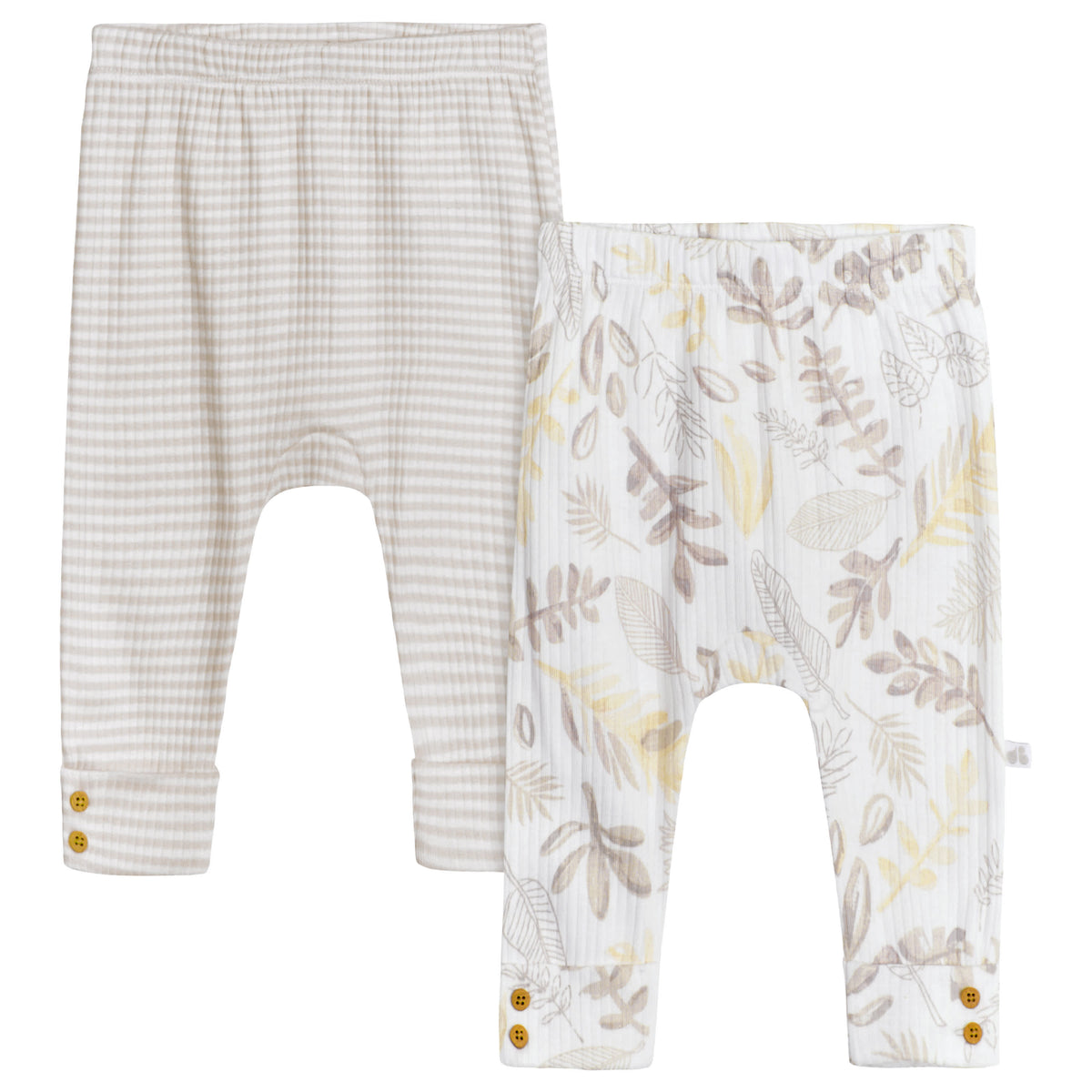 Just Born 2-Pack Baby Neutral Natural Leaves Pants
