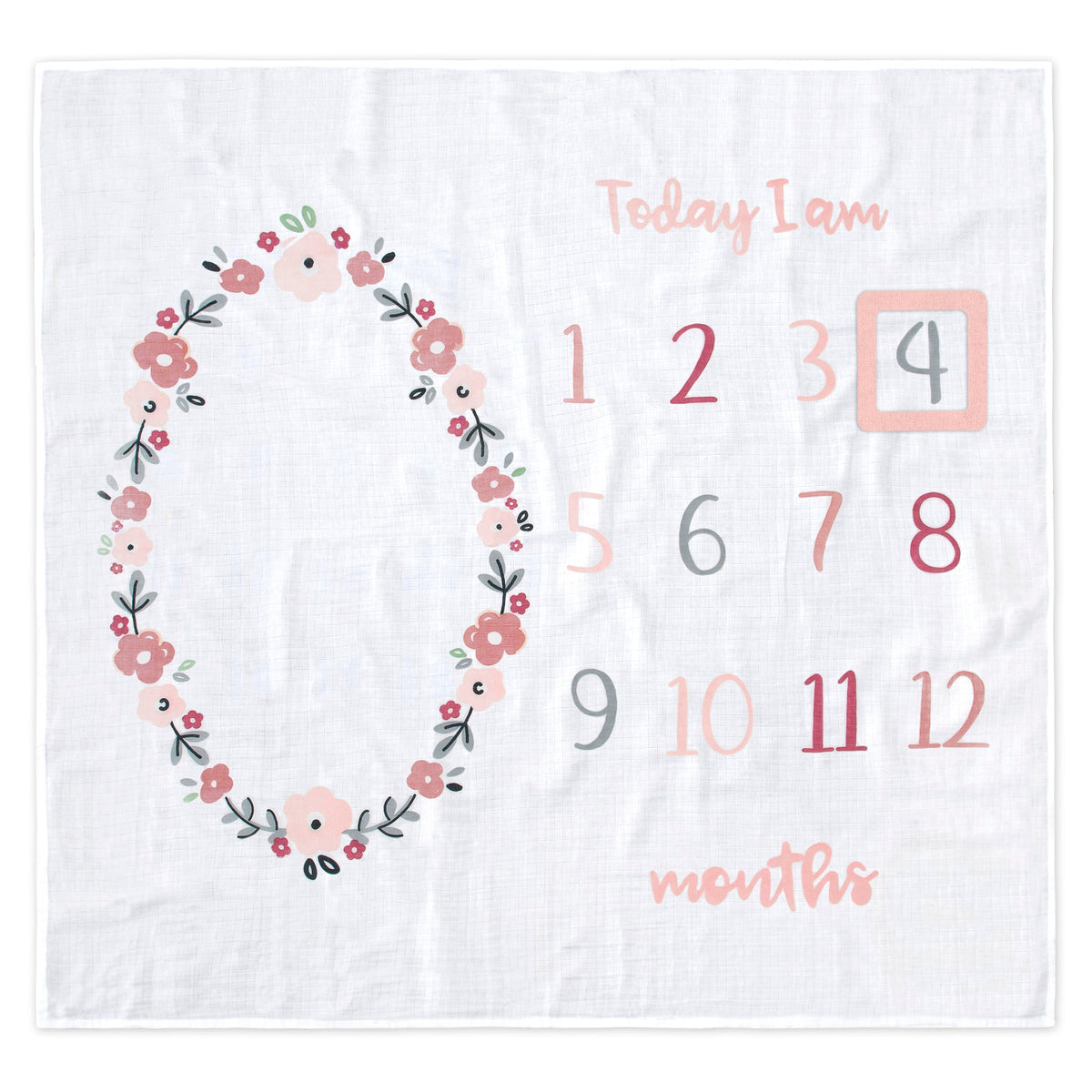2-Piece Baby Girls Floral Milestone Blanket Set