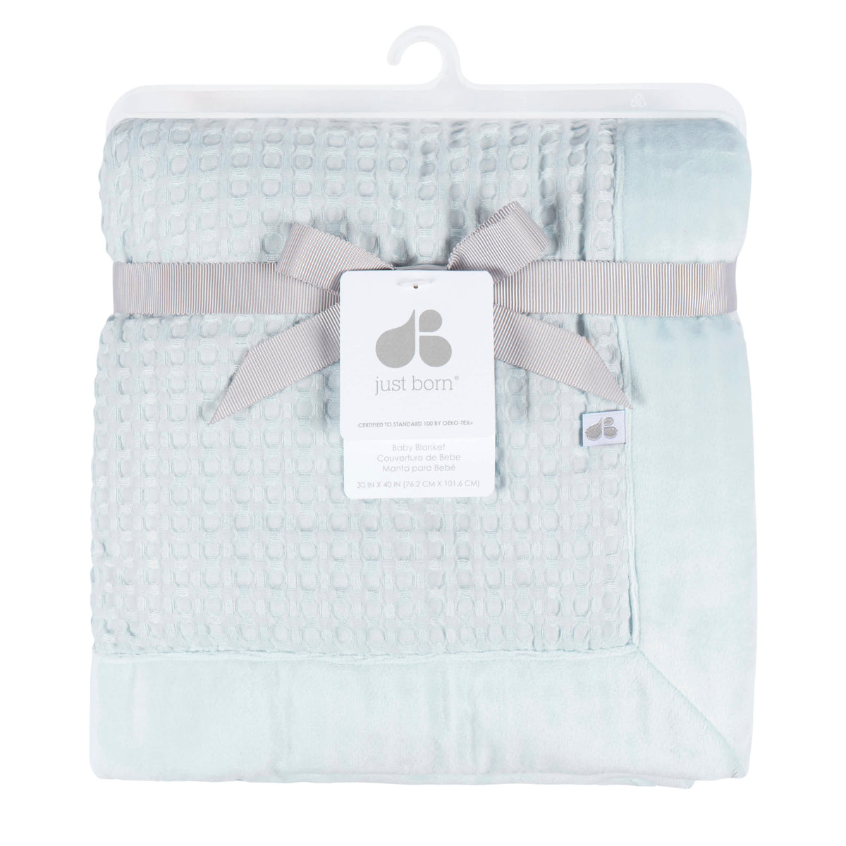 Baby Boys Blue Waffle Blanket, view 3
