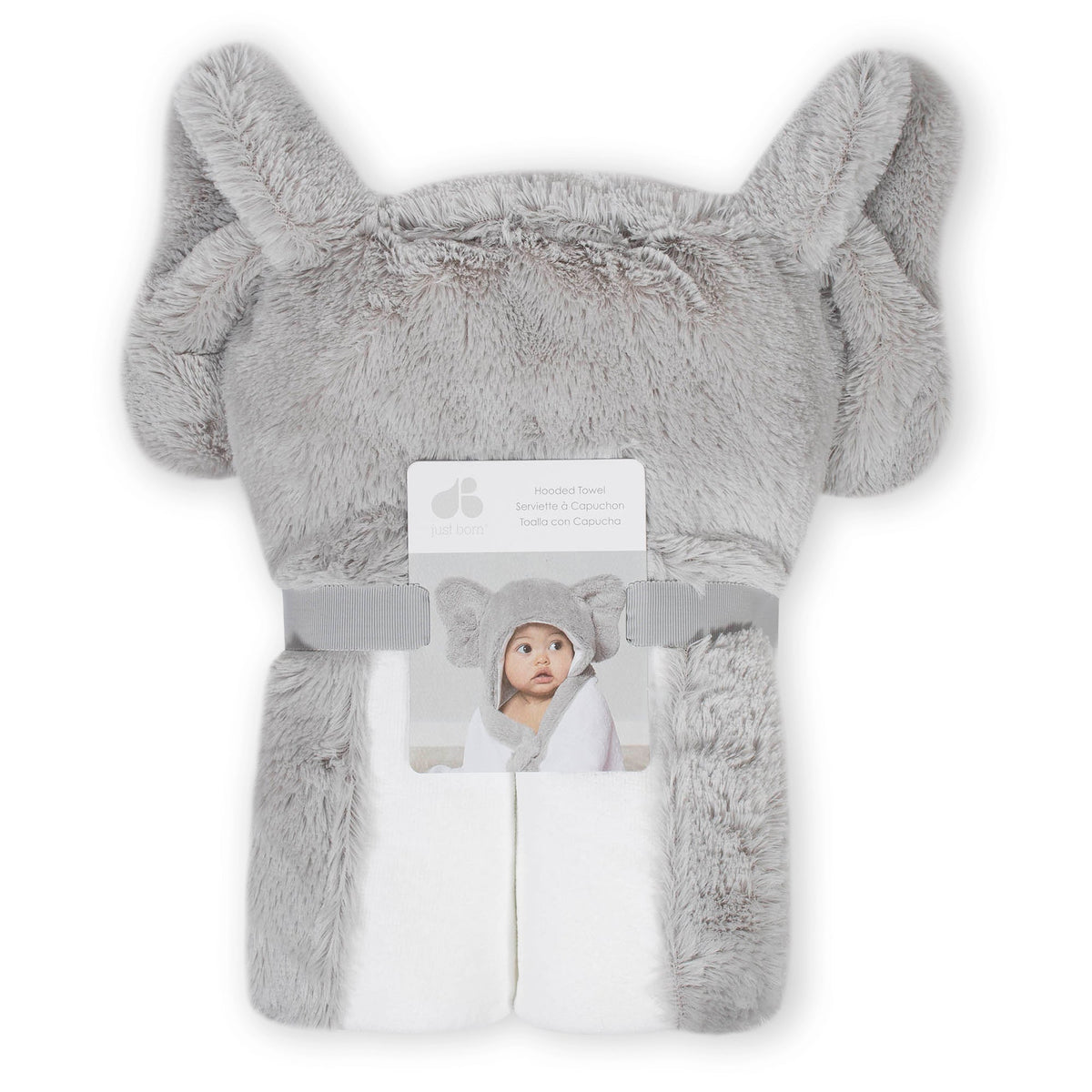 Baby Neutral Elephant Cuddle Plush Hooded Towel, view 2