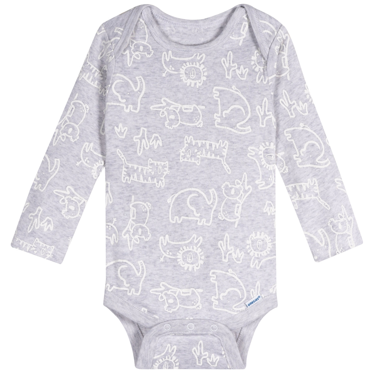 6-Pack Baby Neutral Giraffes Long Sleeve Onesies Bodysuits, view 2