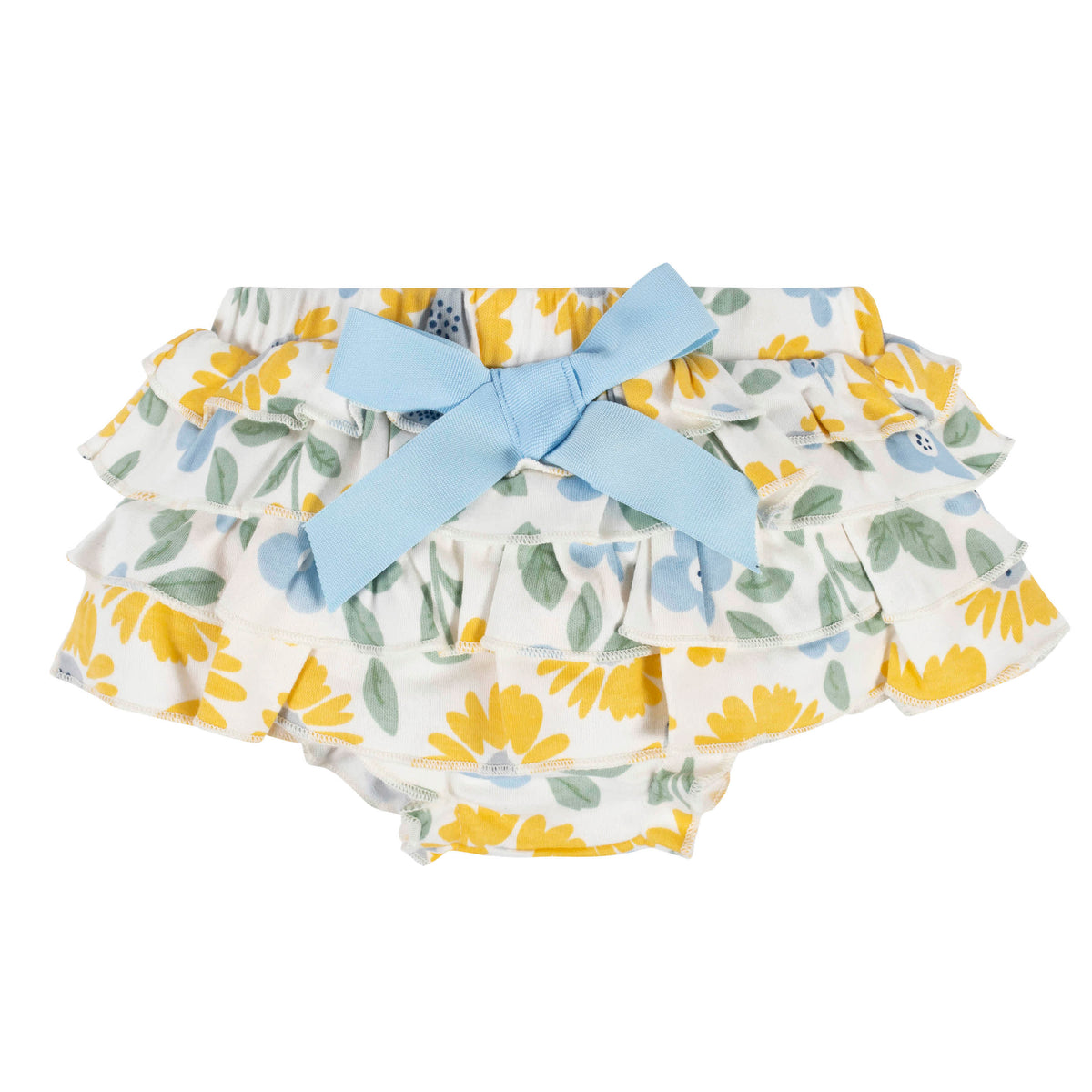 3-Piece Baby Girls Sunny Garden Onesies Bodysuit, Diaper Cover & Headband Set, view 5