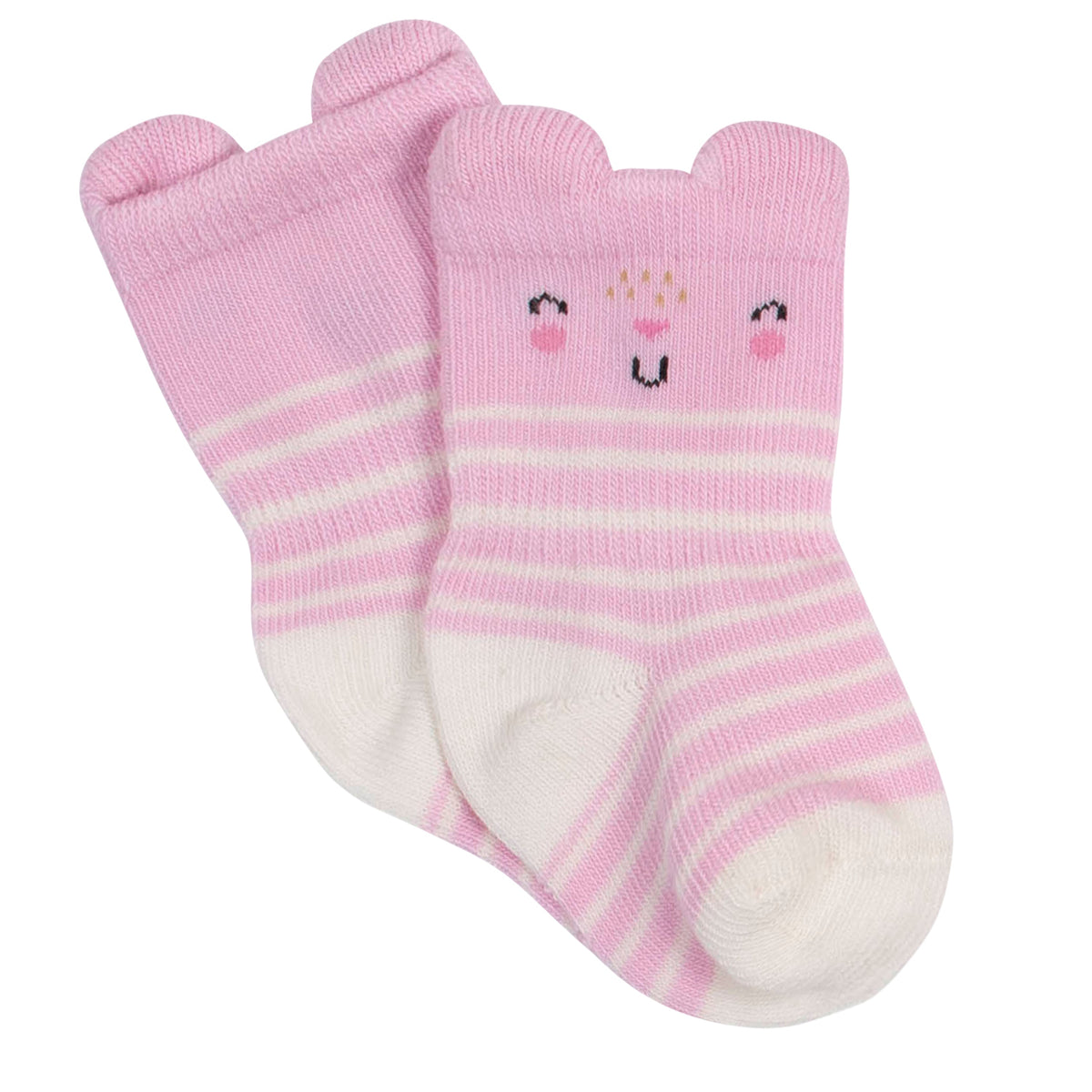 6-Pack Baby Girls Bunny Jersey Crew Wiggle-Proof Socks, view 2