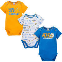 3-Pack Baby Boys Chargers Short Sleeve Bodysuits