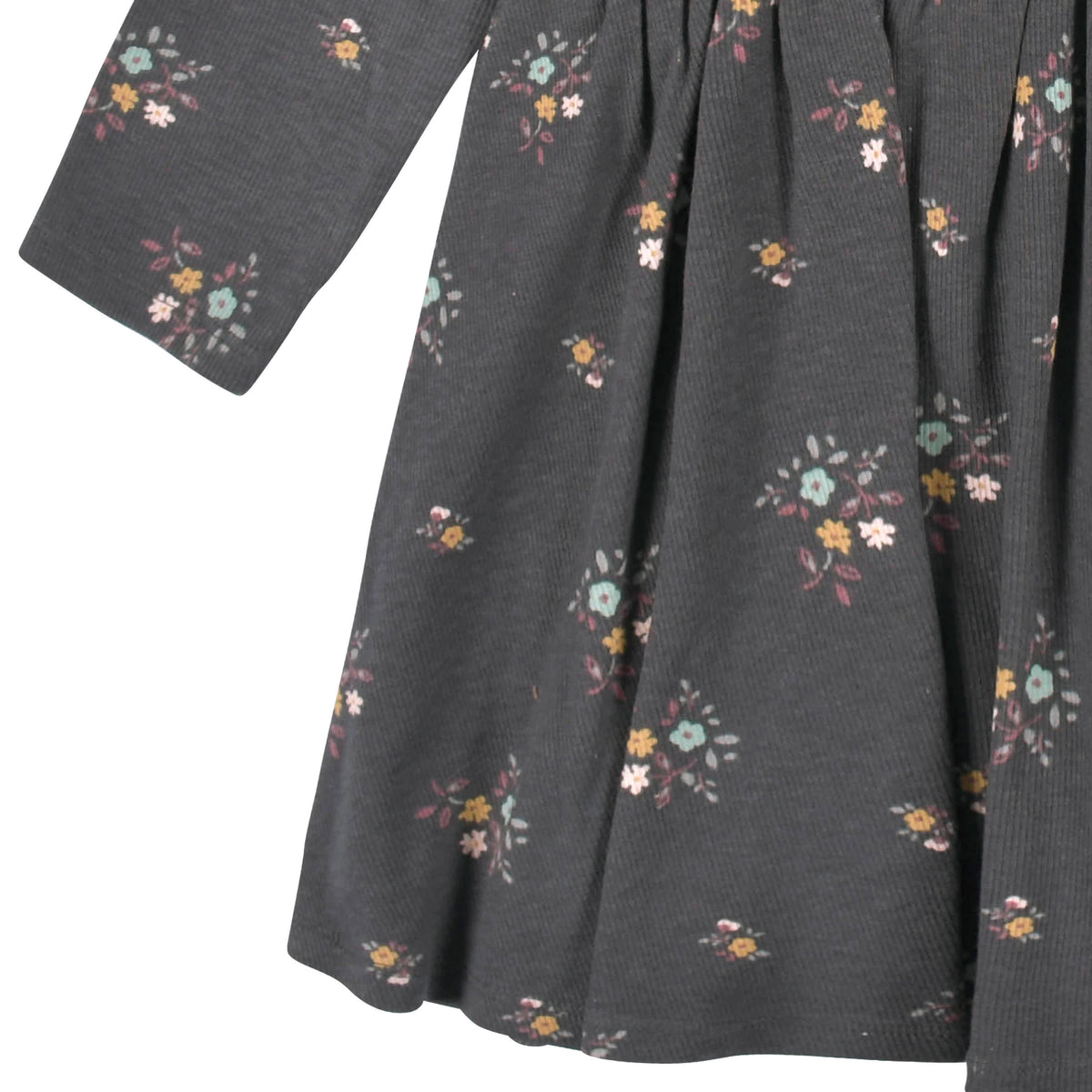 2-Pack Infant & Toddler Girls Mustard Floral Long Sleeve Dresses, view 6