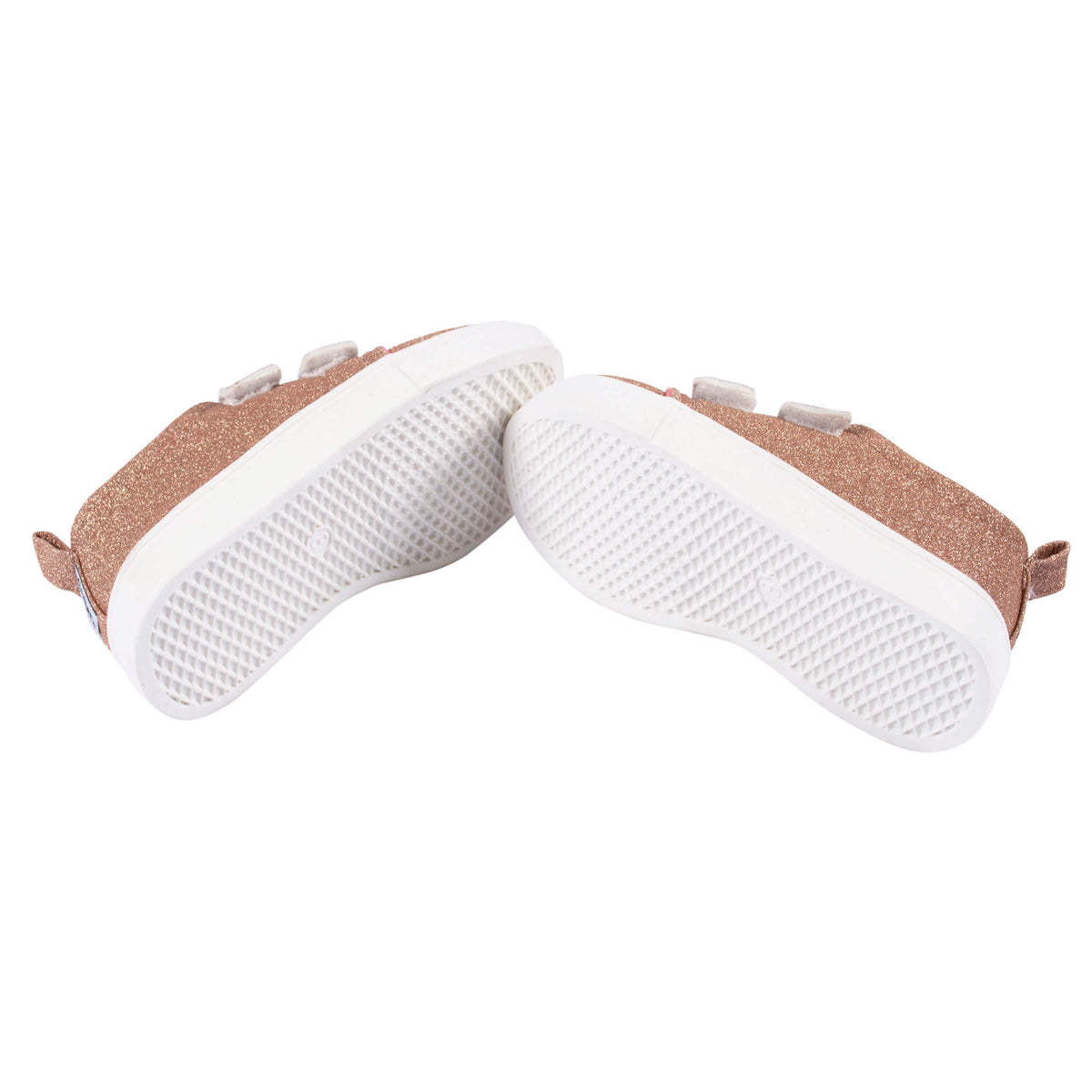 Infant & Toddler Girls Rose Gold Glitter Strap Sneaker, view 3
