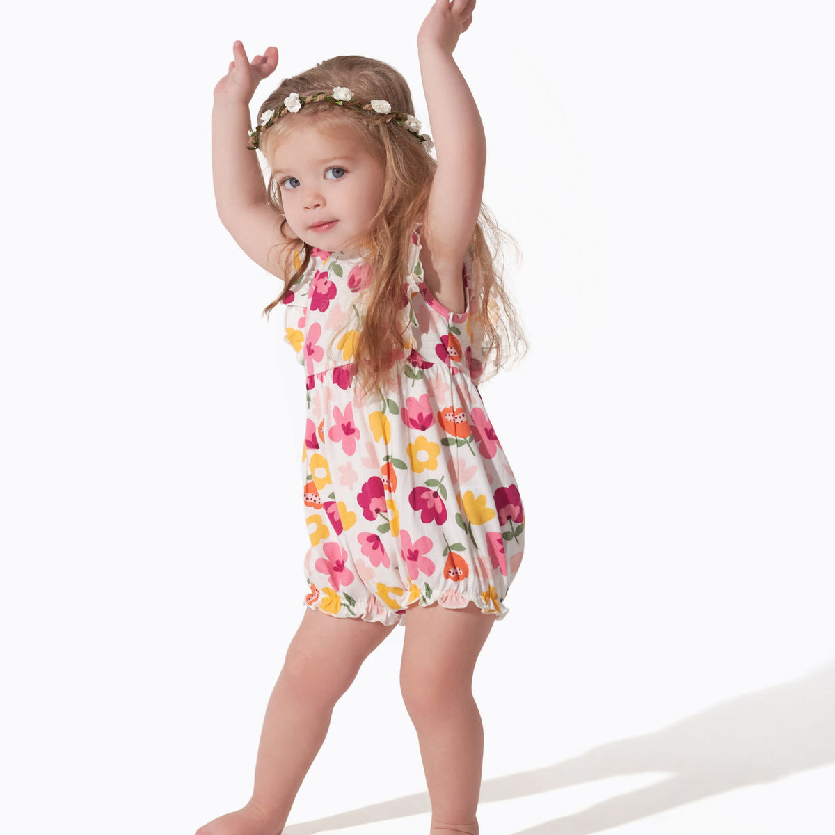 3-Pack Baby Girls Floral Fox Rompers, view 3