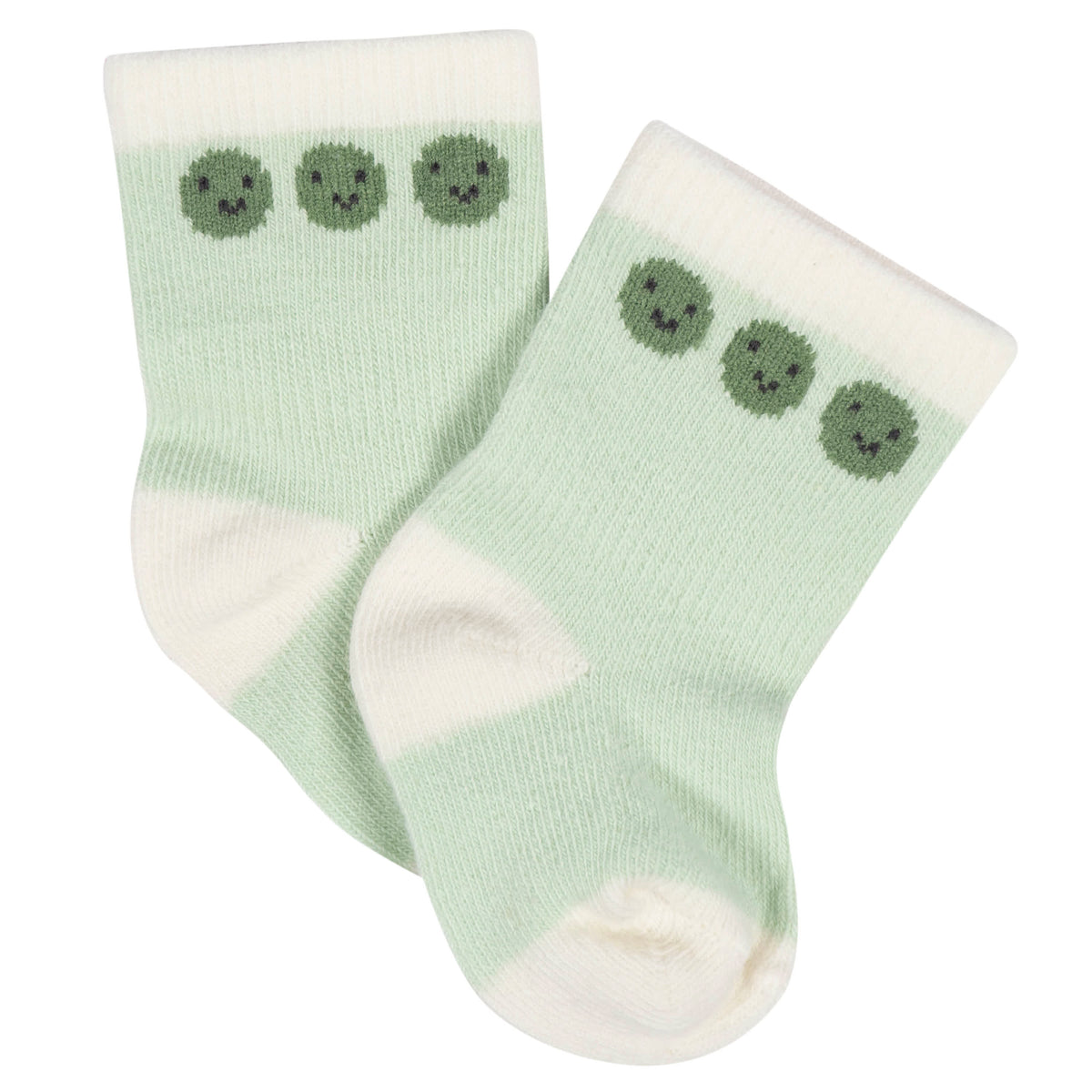 8-Pack Baby Neutral Happy Veggies Jersey Wiggle Proof Socks, view 4