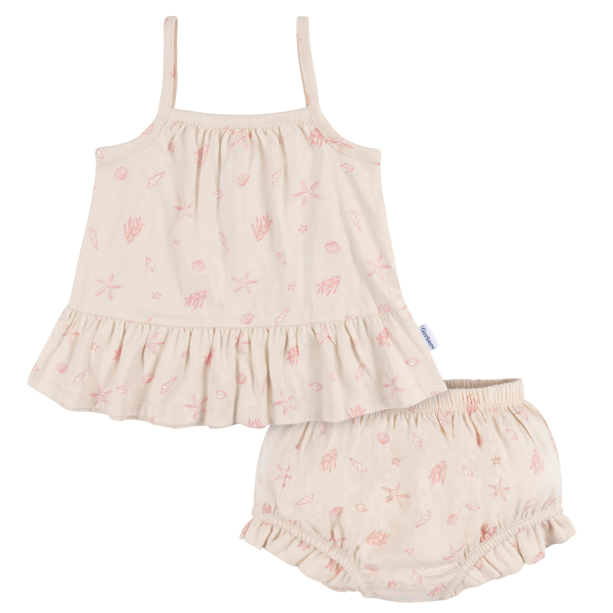 2-Piece Baby Girls Seashells Tank and Diaper Cover