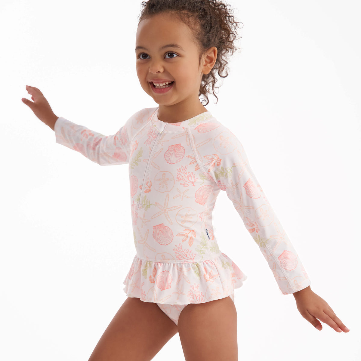 Toddler Girls Shells Rashguard, view 4