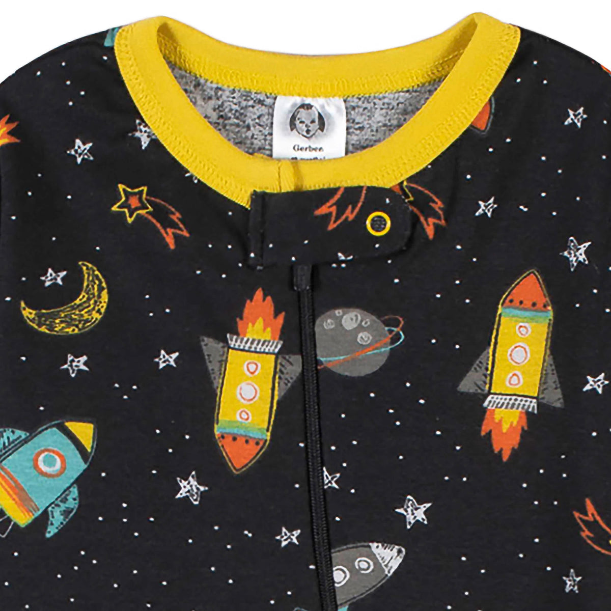 2-Pack Baby & Toddler Boys Blast Off Snug Fit Footed Cotton Pajamas, view 5