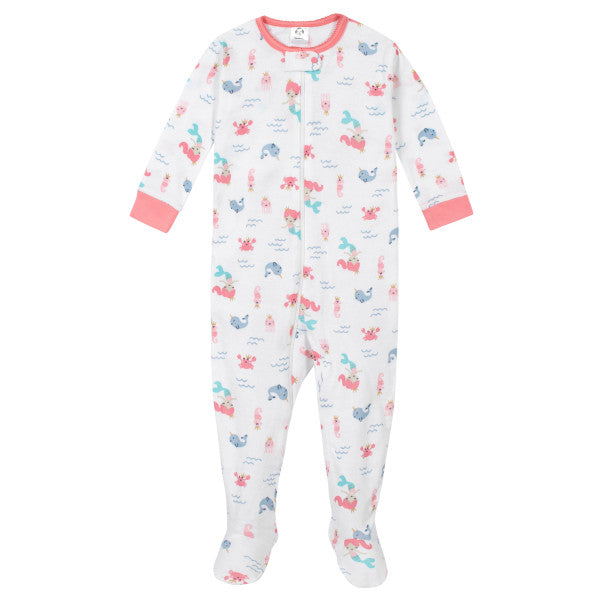 2-Pack Girls Mermaid Snug Fit Unionsuit Pajamas, view 2