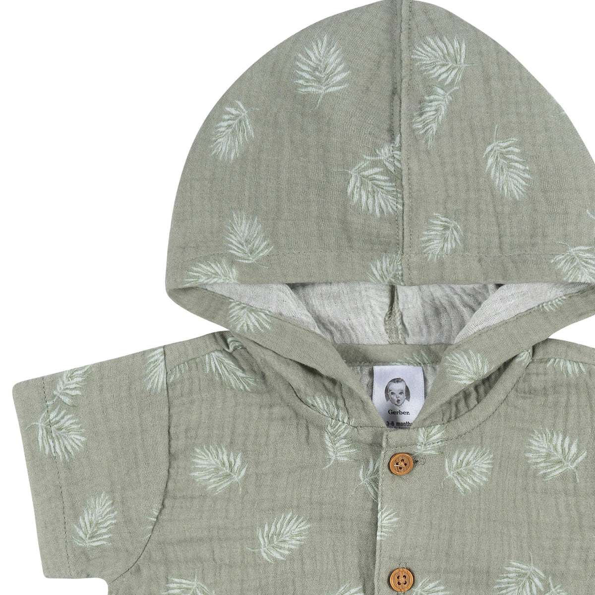 Baby Boys Palms Hooded Romper, view 2