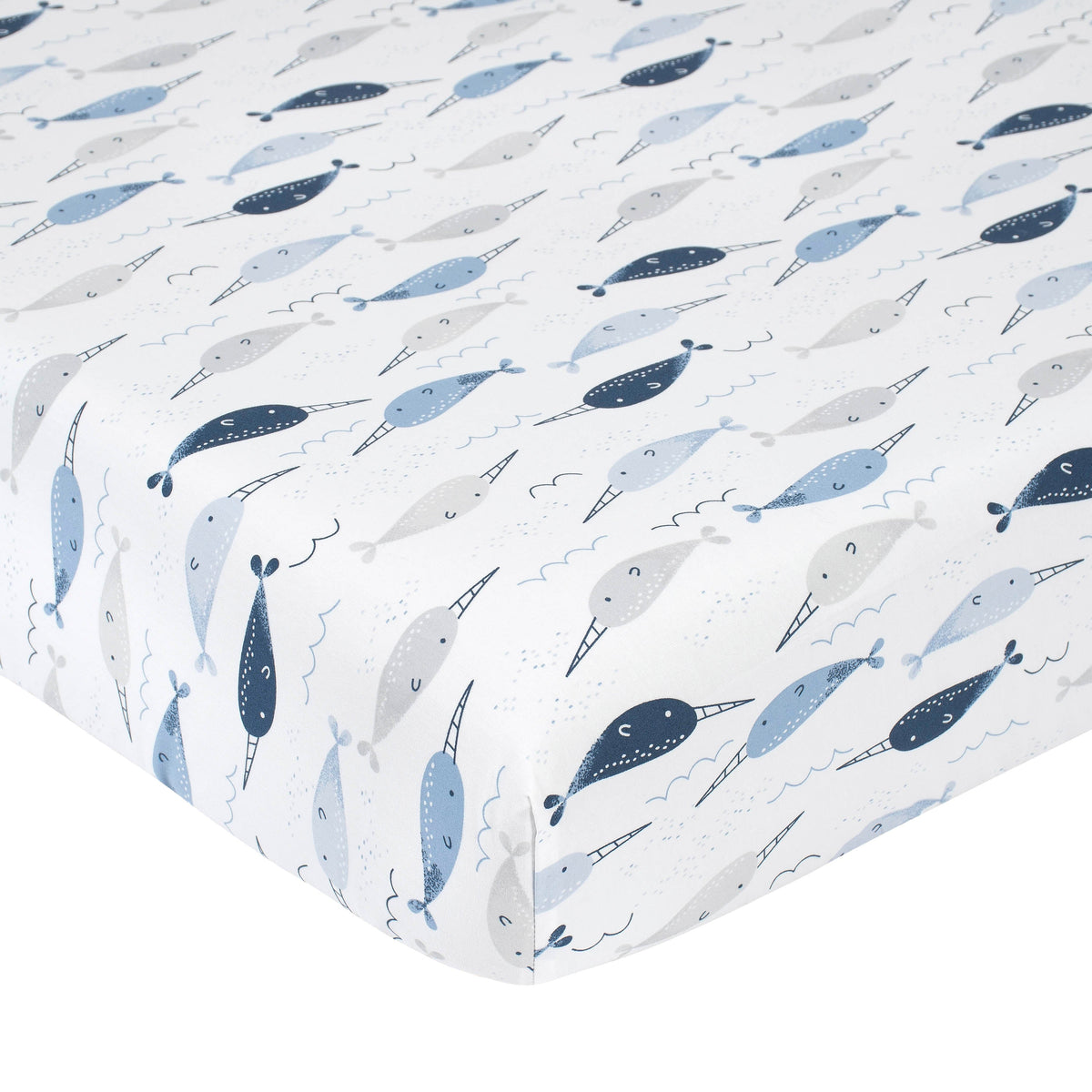 Baby Boys Blue Narwhal Ombre Printed Sheet