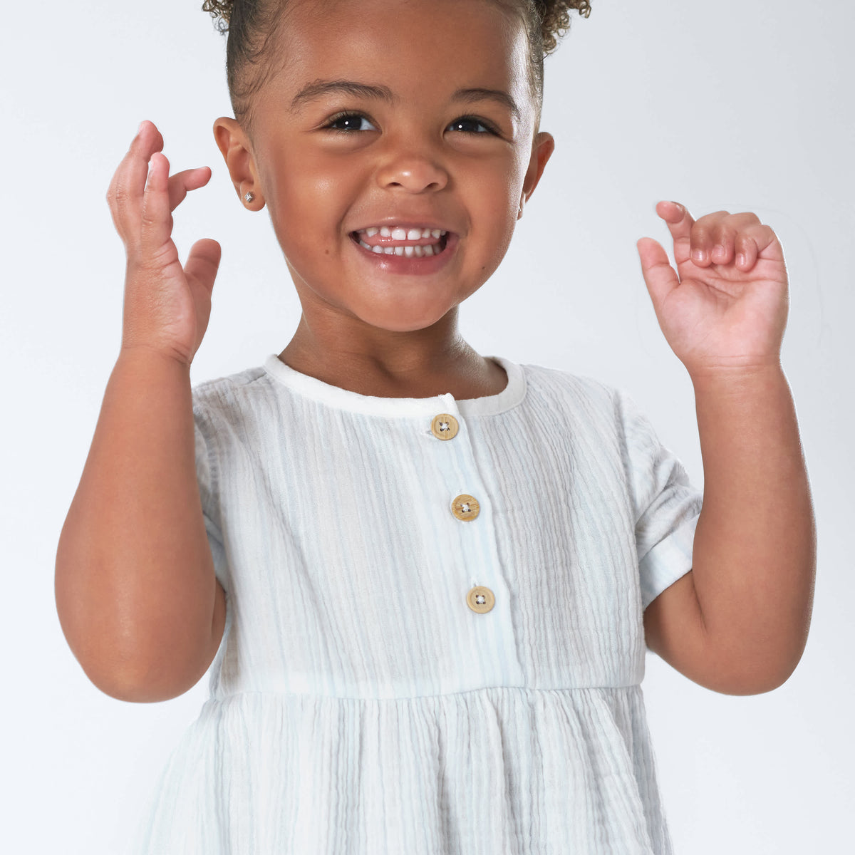 Infant & Toddler Girls Stripes Gauze Dress, view 4