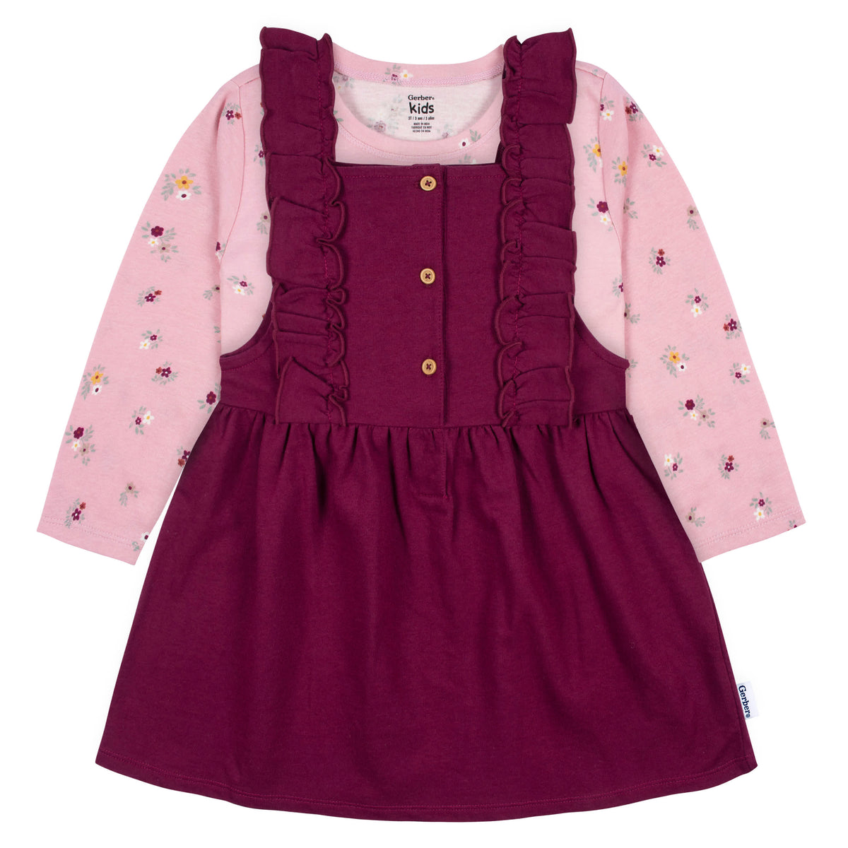 2-Piece Infant & Toddler Girls Purple Floral Jumper & Top Set, view 1
