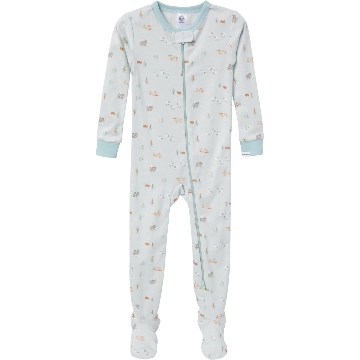 4-Pack Baby & Toddler Neutral Farm Snug-Fitting Footed Pajamas, view 2