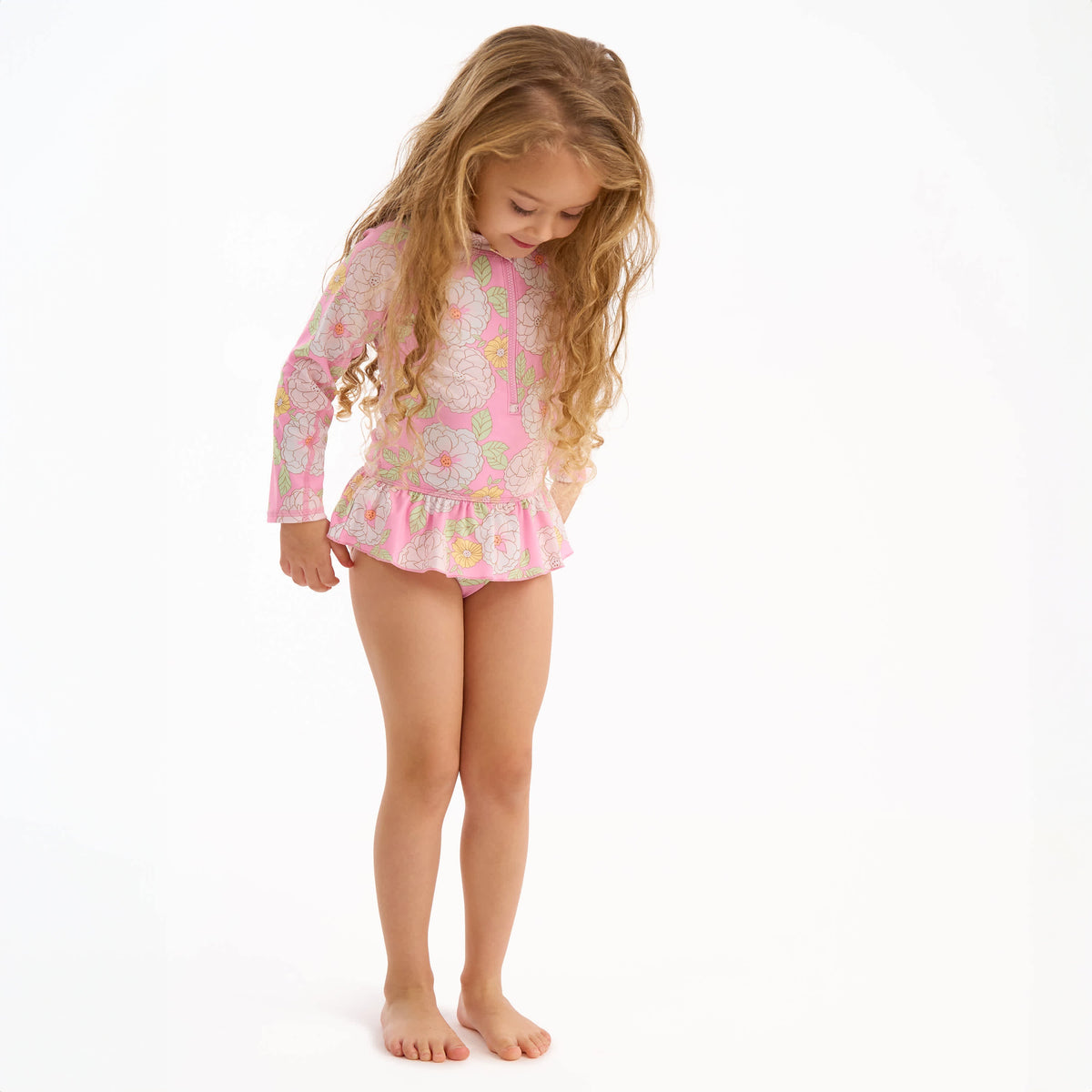 Toddler Girls Peonies Rashguard, view 2