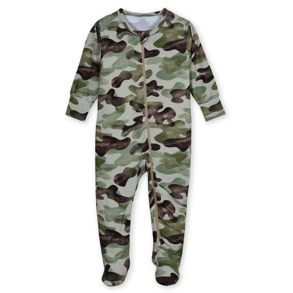 Baby & Toddler Hide & Seek Camo Buttery Soft Viscose Made from Eucalyptus Snug Fit Footed Pajamas, view 2
