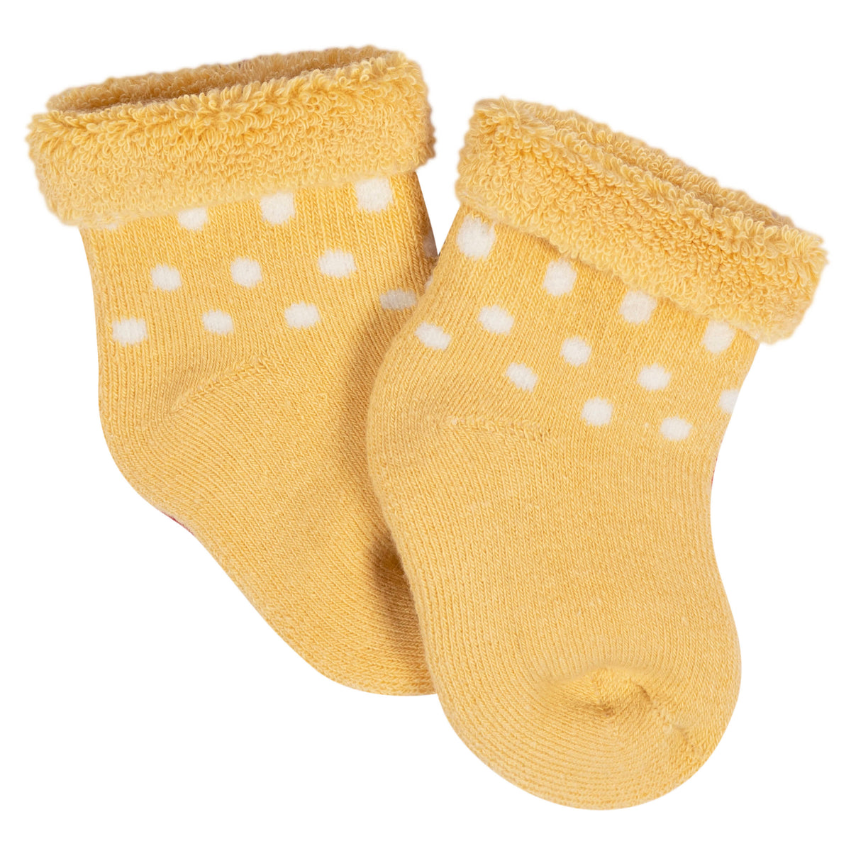 12-Pack Baby Girls Golden Floral Terry Wiggle Proof Socks, view 2