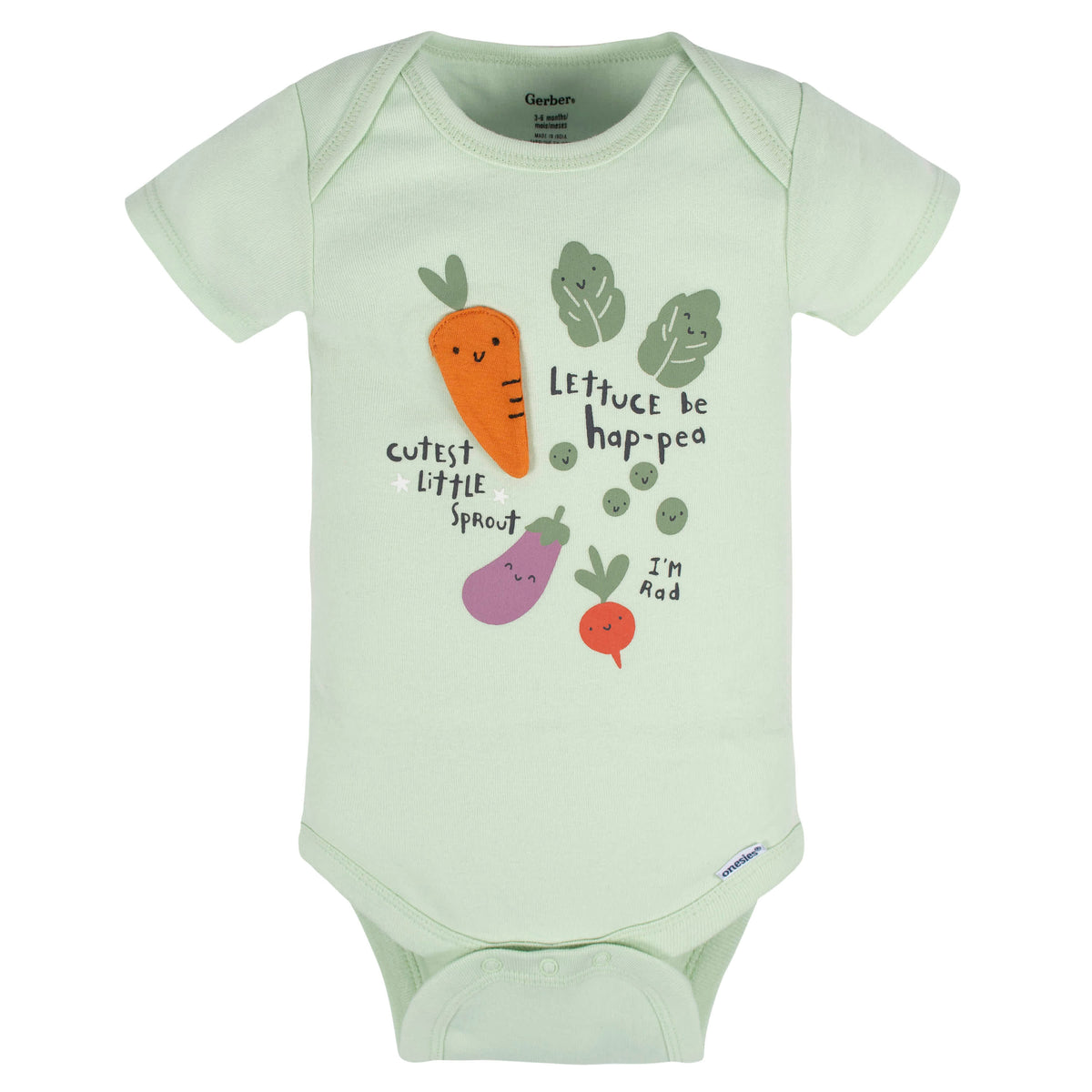 8-Pack Baby Neutral Happy Veggies Onesies Bodysuits, view 3