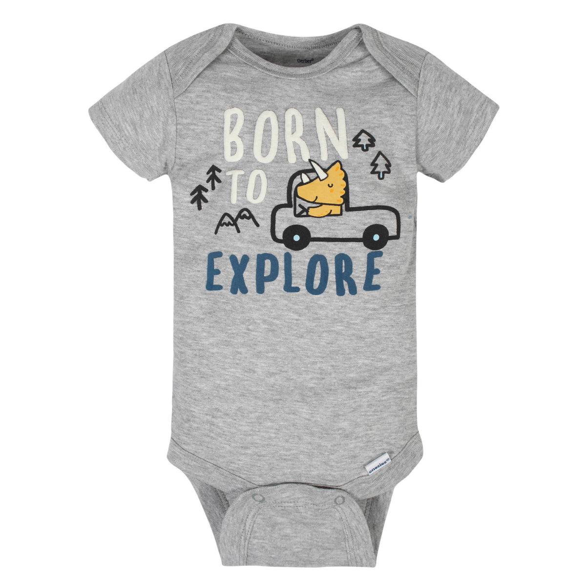 CASE OF: 3-Pack Baby Boys Dino Short Sleeve Onesies Bodysuits, view 2