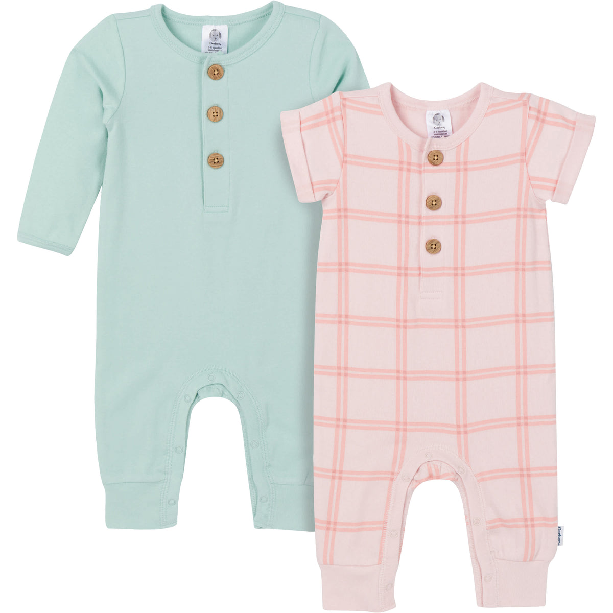 2-Pack Baby Girls Pink Plaid Romper