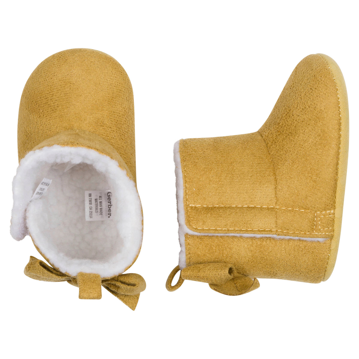 Baby Girls Taupe Bow Faux Suede Boots, view 2