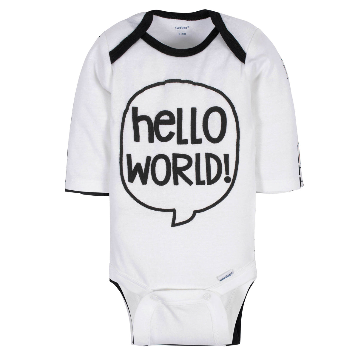 3-Pack Baby Boys "Hello" Long Sleeve Onesies Bodysuits, view 2