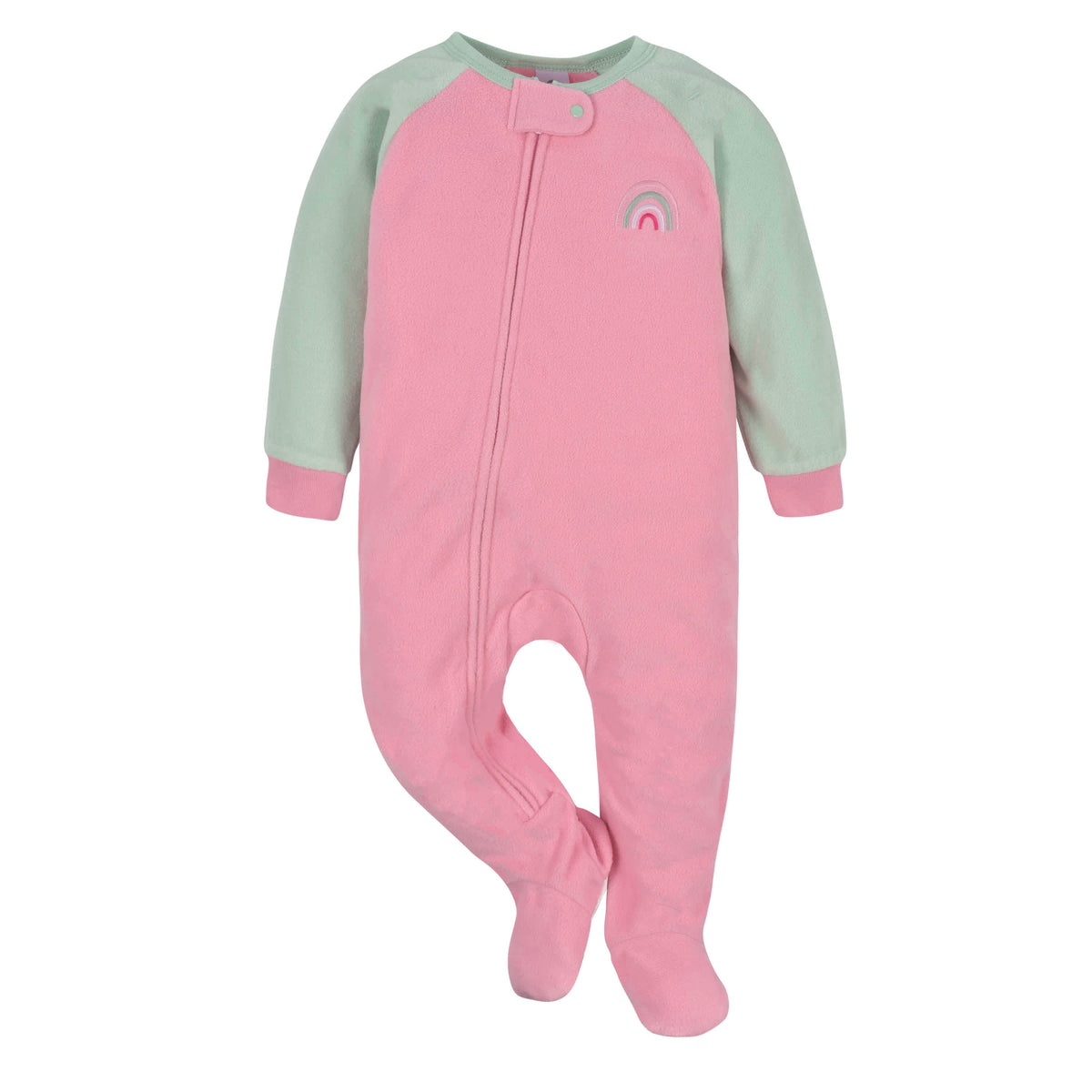 2-Pack Baby & Toddler Girls Green Rainbow Fleece Pajamas, view 4