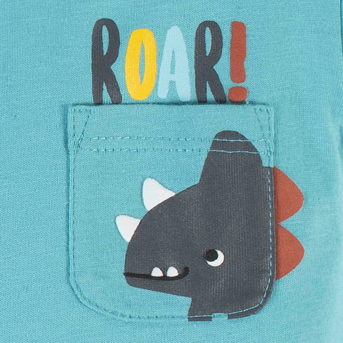 2-Piece Baby & Toddler Boys Dino Blues Pocket Tee & Knit Shorts Set, view 5