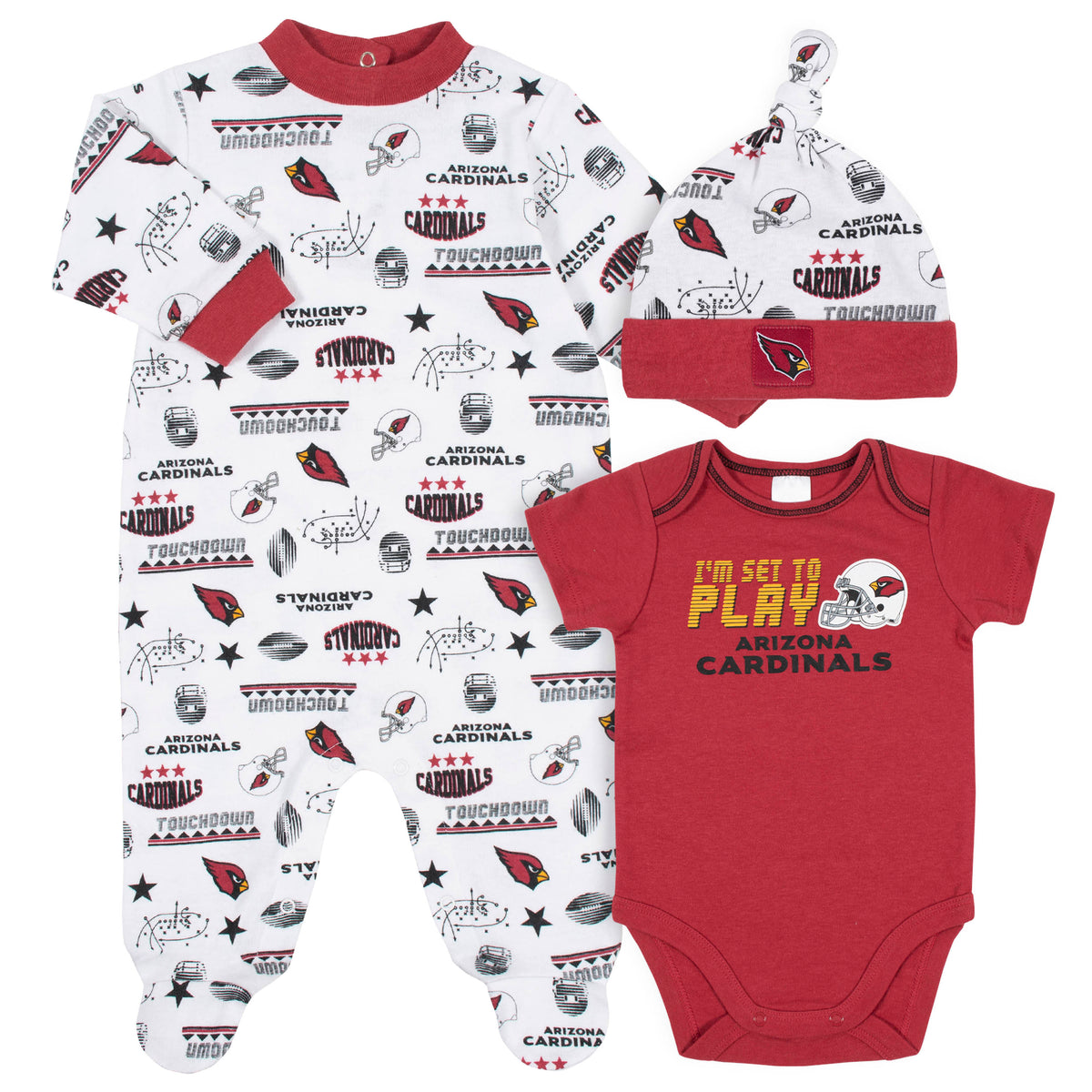 3-Piece Baby Boys Cardinals Bodysuit, Sleep 'N Play, and Cap Set