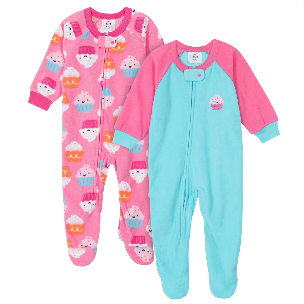 2-Pack Baby Girls Cupcakes Blanket Sleepers