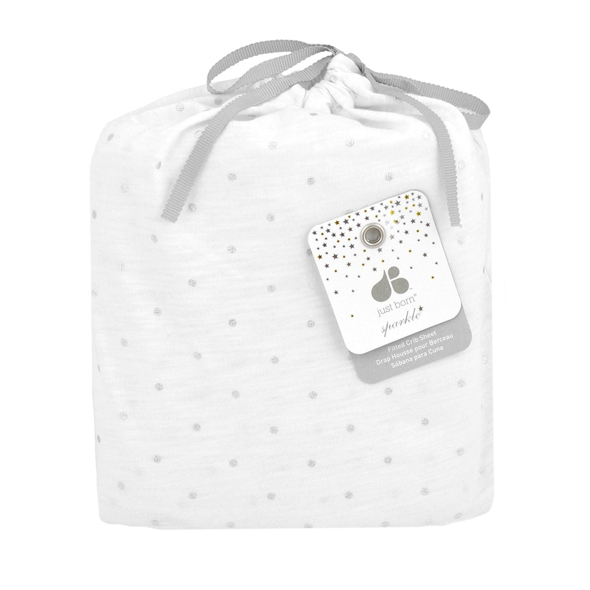 Baby Neutral Metallic Dots Jersey Knit Crib Sheet, view 2
