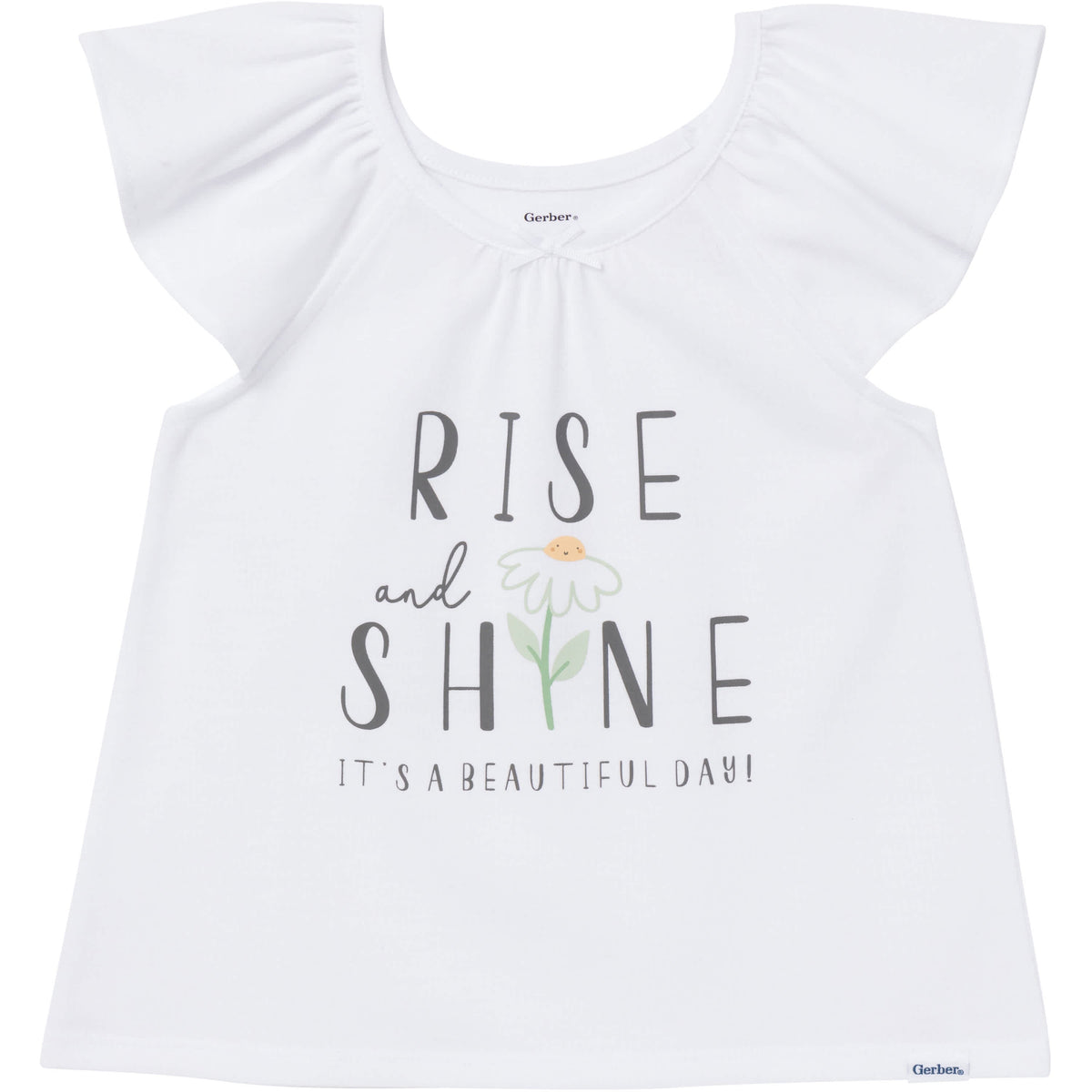 3-Piece Toddler Girls Daises T-Shirt, Shorts & Pants Pajama Set, view 2
