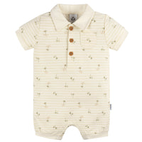 Baby Boys Palm Tree Stripe Collared Romper