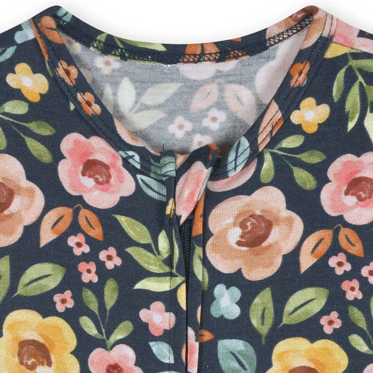 Baby Girls Midnight Floral Buttery Soft Viscose Made from Eucalyptus Snug Fit Romper, view 6