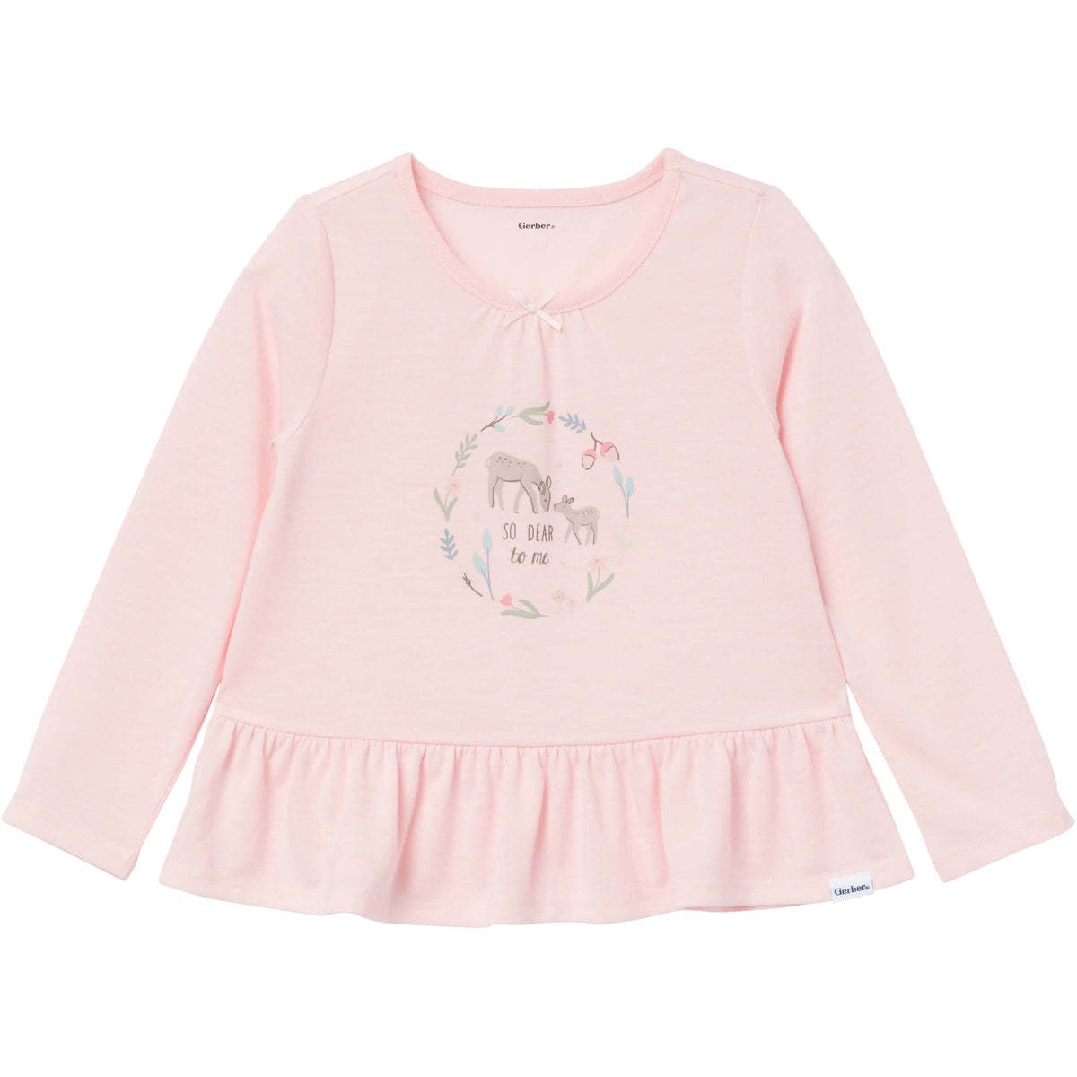 2-Piece Toddler Girls Deer Peplum Pajama Set, view 2