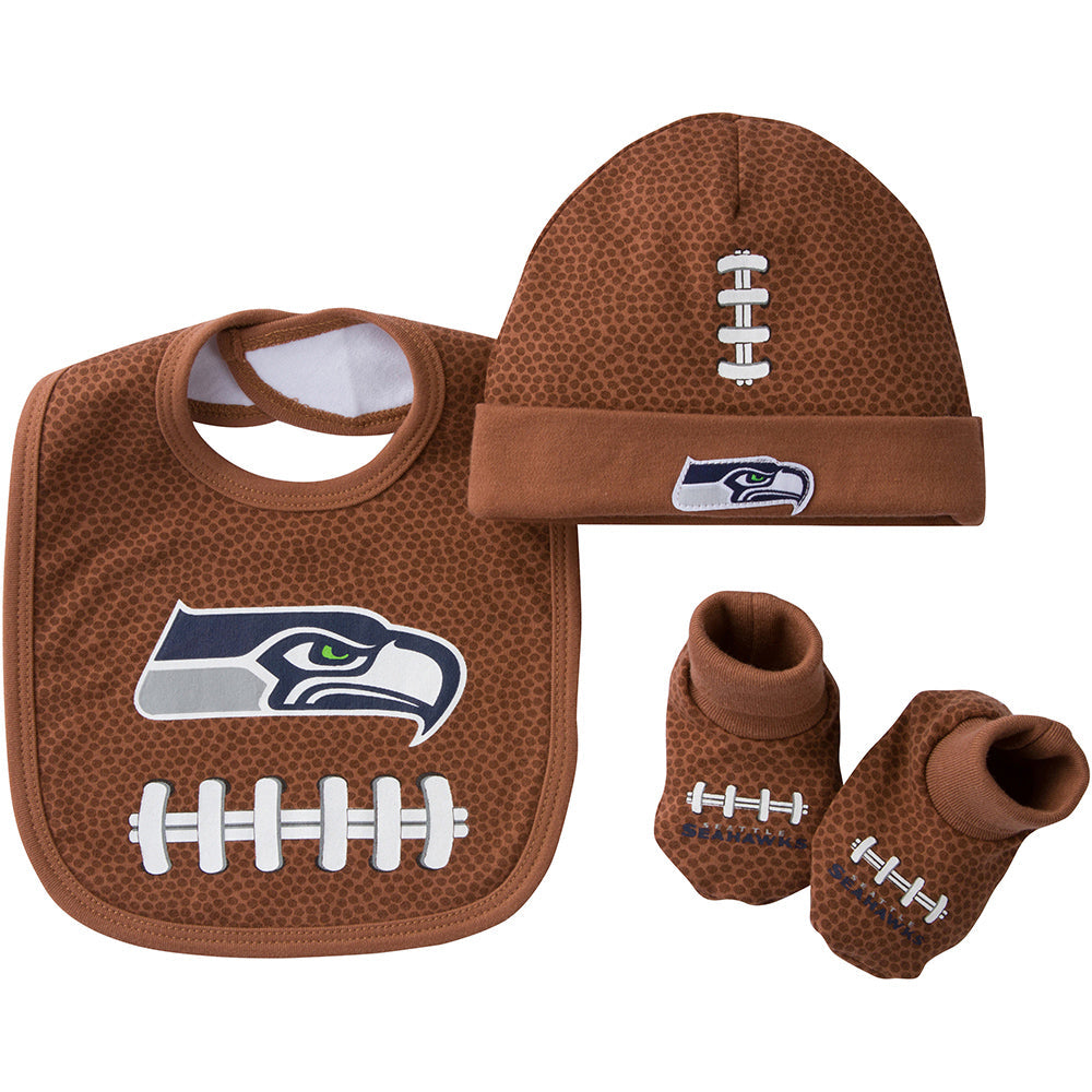 NFL 3-Piece Baby Boys Seahawks Cap, Booties and Bib Set