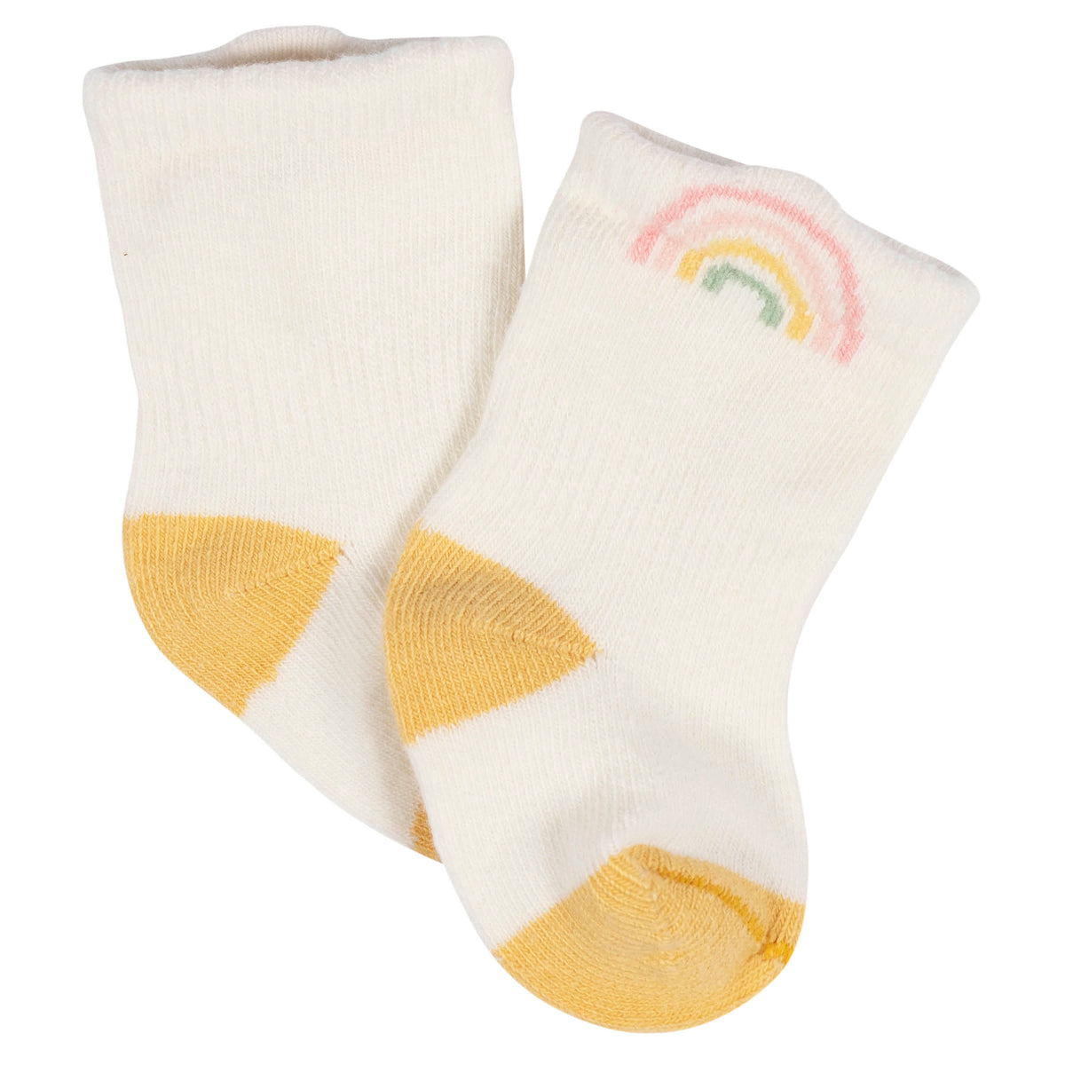8-Pack Baby Girls Golden Floral Jersey Wiggle Proof Socks, view 4