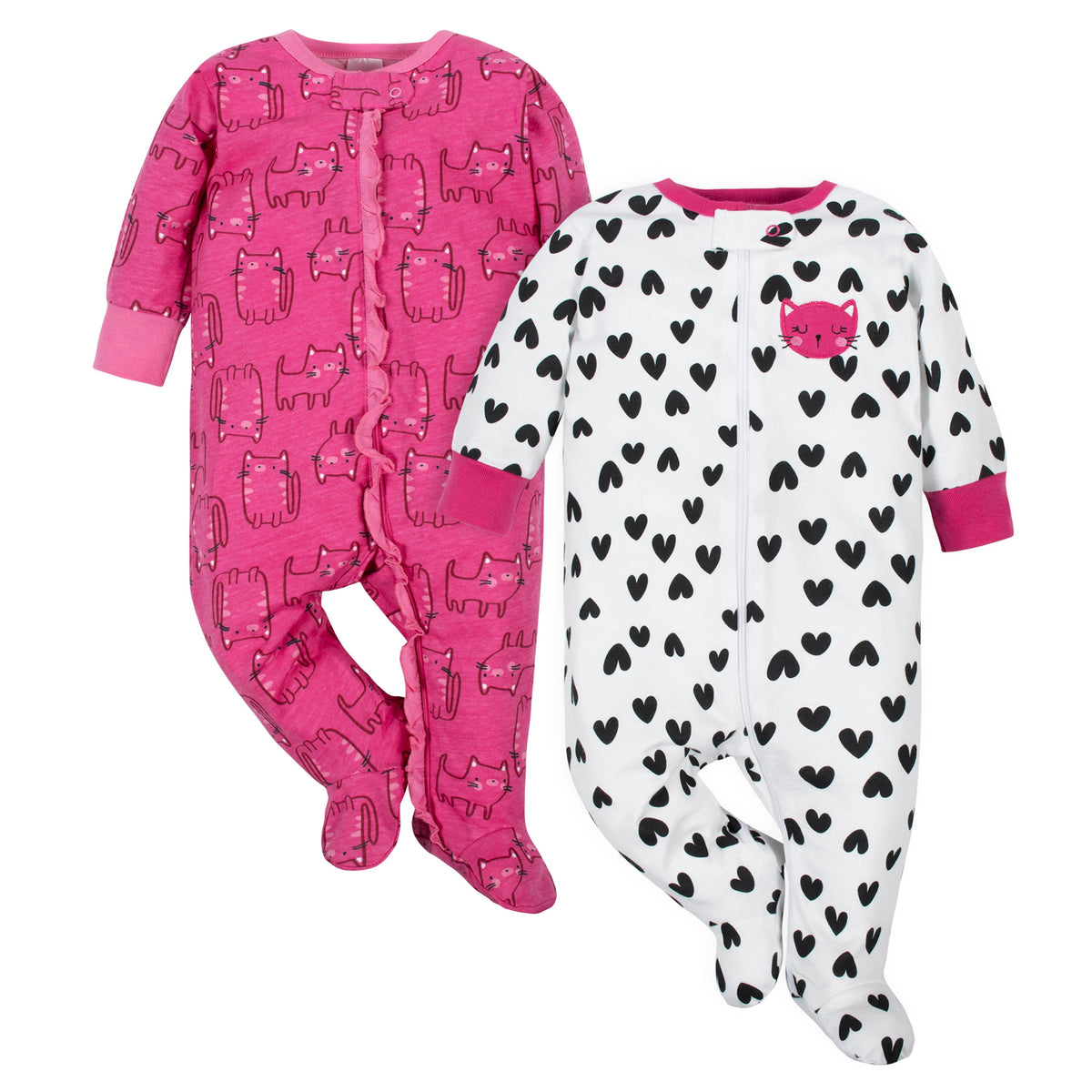 2- Pack Baby Girls Hearts and Cats Sleep N' Plays