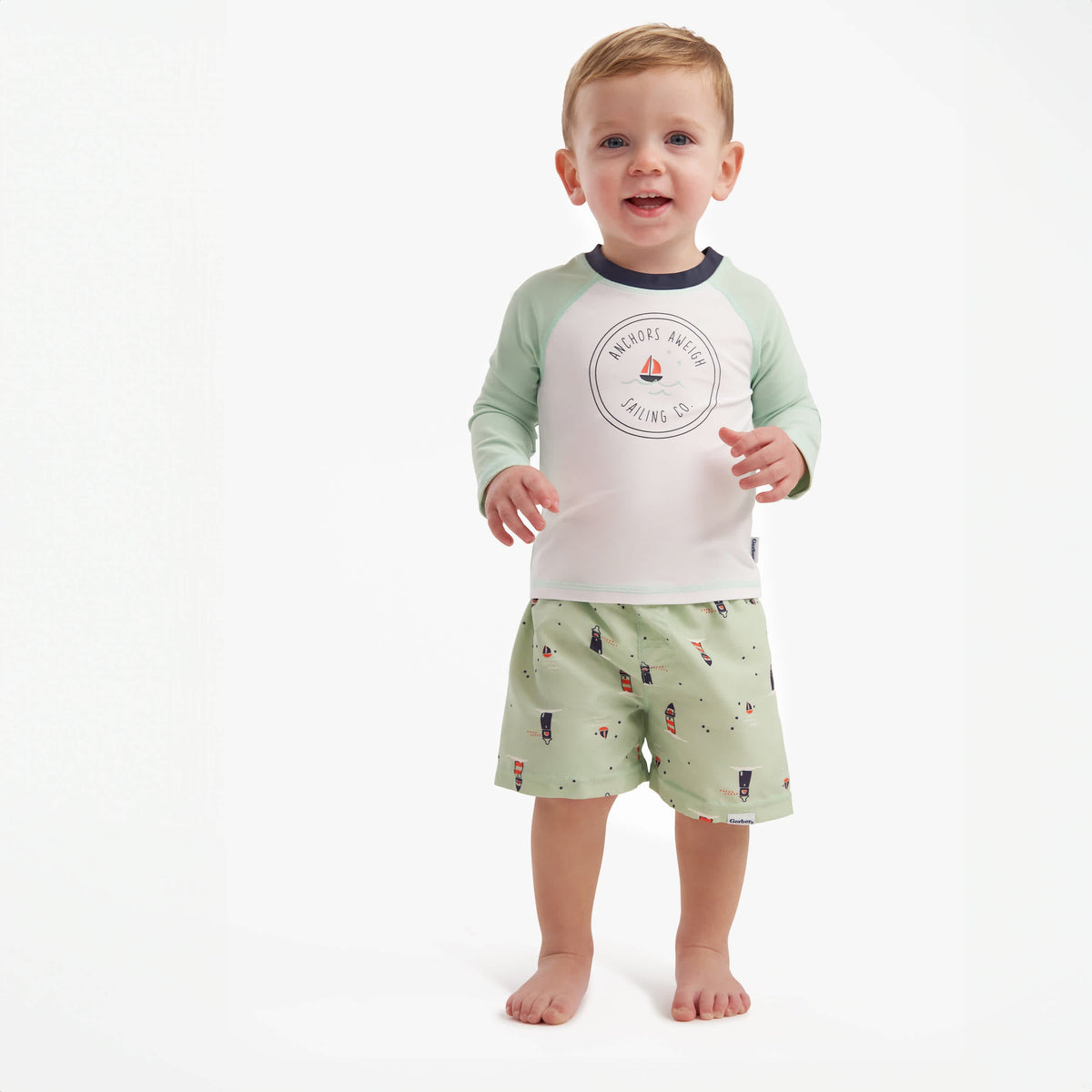 2-Piece Baby & Toddler Boys Sailboat Rashguard Set, view 2