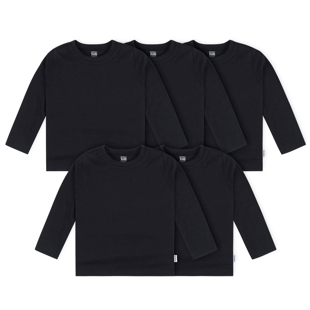 5-Pack Baby & Toddler Black Premium Long Sleeve T-Shirts, view 2